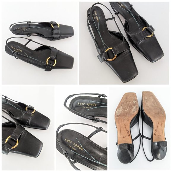 🌟Host Pick 🌟 Kate Spade Italian Real Black Leather Shoes Sz 6.5 - Picture 2 of 2